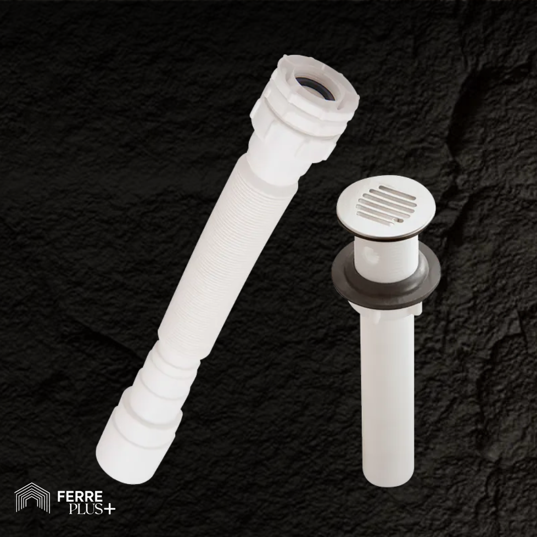 DESAGÜE 1 1/4” CON REJILLA Y SIFÓN FLEXIBLE