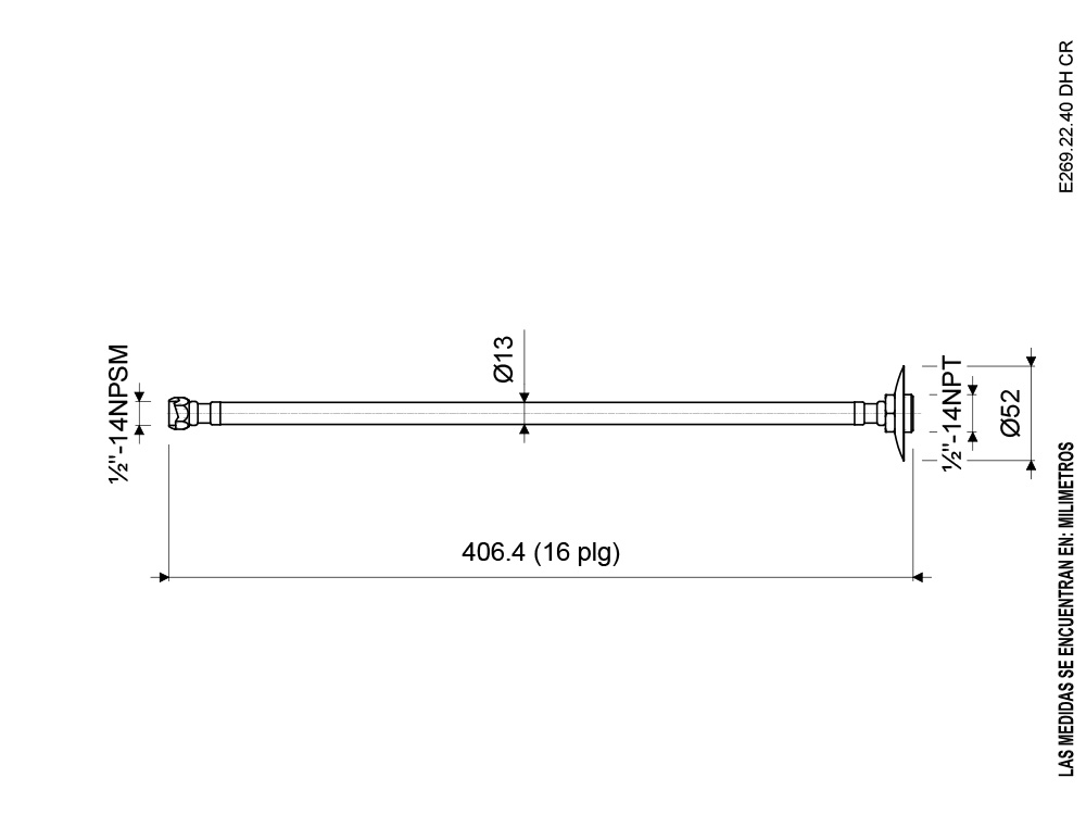 MANGUERA FLEXIBLE 16" PARA LAVABO – CONEXIÓN A 1/2" - Image 4